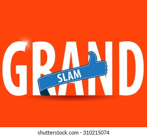Grand Slam typography with thumbs up and bright background - vector eps10