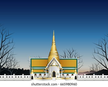 grand temple pavilion and wall in deep forest