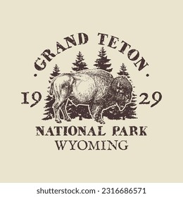 Grand Teton Illustration Clip Art Design Shape. Wyoming National Park Silhouette Icon Vector.