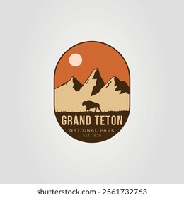 grand Teton national park badge logo vector illustration design