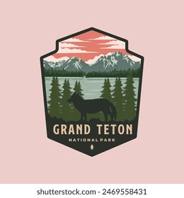 Grand teton national park emblem patch logo vector symbol illustration design