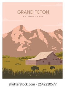 grand teton national park landscape background. travel to wyoming suitable for poster, postcard, art print, 