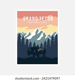 Grand Teton National Park poster vector illustration design