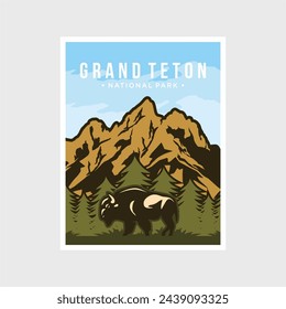 Grand Teton National Park poster vector illustration design