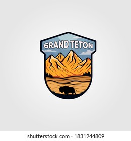 grand teton national park vintage logo illustration design