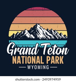 Grand Teton National Park, Wyoming - Adventure t-shirt design for tourism