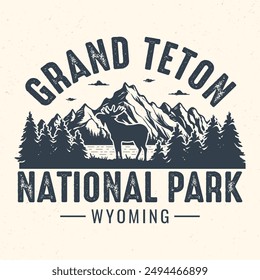 Grand Teton National Park, Wyoming - Adventure t-shirt design for tourism