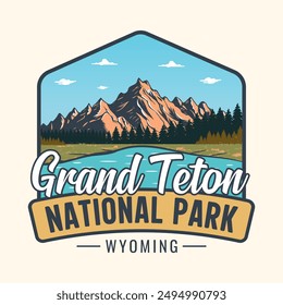 Grand Teton National Park, Wyoming - Adventure t-shirt design for tourism