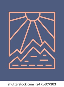 Ilustración de línea mono de Grand Teton Wyoming para el arte de la etiqueta engomada de la insignia de la camiseta