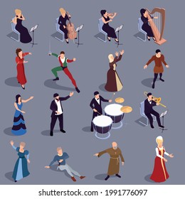 Grand Theatre Isometric Icons Set With Performance Symbols Isolated Vector Illustration