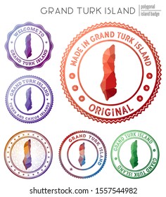 Grand Turk Island badge. Colorful polygonal symbol. Multicolored geometric Grand Turk Island logos set. Vector illustration.