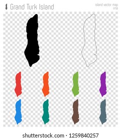 Grand Turk Island high detailed map. Isolated Grand Turk Island black map outline. Vector illustration.