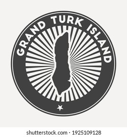 Grand Turk Island round logo. Vintage travel badge with the circular name and map, vector illustration. Can be used as insignia, logotype, label, sticker or badge of the Grand Turk Island.