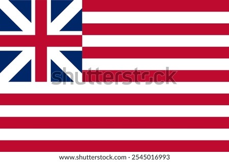 Grand Union flag vector illustration isolated. Historical flag of United States of America. Patriotic symbol vintage USA flag. Continental Union flag. American Revolutionary War.