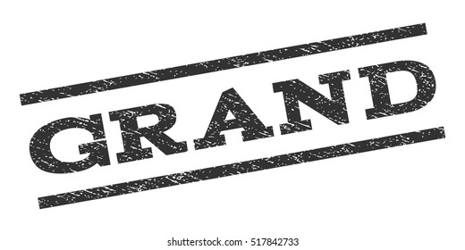 Grand watermark stamp. Text caption between parallel lines with grunge design style. Rubber seal stamp with scratched texture. Vector gray color ink imprint on a white background.