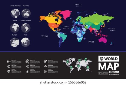 Grand world map graphic element vector illustration.