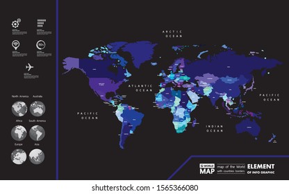 Grand world map graphic element vector illustration.