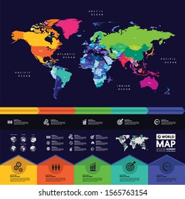Grand world map graphic element vector illustration.