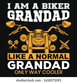 Grandad t-shirt. Vintage Motorcycle, bike, biker, motorbike, race, championship t shirt. Motorcycle t-shirt design template - custom made bike, engine vector. I am a biker grandad