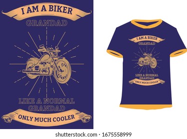 Grandad T-shirt. Vintage Motorcycle, Bike, Biker, Motorbike, Race, Championship T Shirt. Motorcycle T-shirt Design Template,Motorcycle Rider Typography, T-shirt Graphics, Vectors. Badass Biker T-shirt