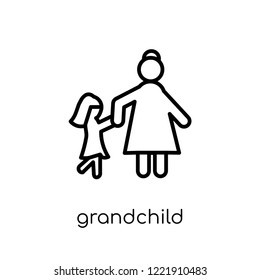 grandchild icon. Trendy modern flat linear vector grandchild icon on white background from thin line family relations collection, editable outline stroke vector illustration