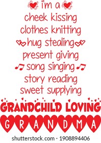 Grandchild loving Grandma t-shirt, poster design vector.