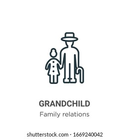 Grandchild outline vector icon. Thin line black grandchild icon, flat vector simple element illustration from editable family relations concept isolated stroke on white background
