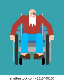 Granddad on wheelchair. Disabled grandfather can't walk
