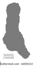 Grande Comoros island map grey illustration silhouette