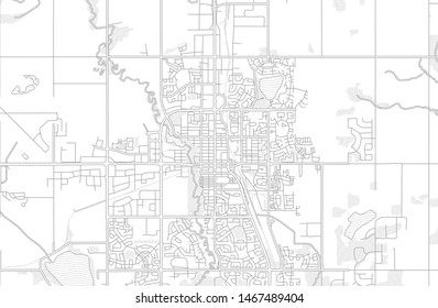 Grande Prairie, Alberta, Canada, bright outlined vector map with bigger and minor roads and steets created for infographic backgrounds.