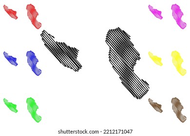 Grande Soeur and Petite Soeur island (Republic of Seychelles, Indian Ocean, Inner Islands) map vector illustration, scribble sketch Big Sister and Small Sister Island map
