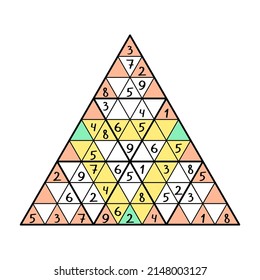 Grande unusual triangular sudoku game for kids vector illustration