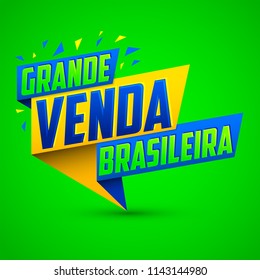 Grande venda Brasileira, Brazilian Great sale Portuguese text vector modern colorful promotional banner