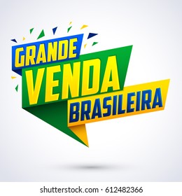 Grande venda Brasileira - Brazilian Great sale Portuguese text, vector modern colorful promotional banner