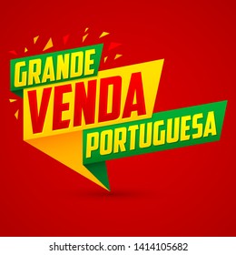 Grande venda Portuguesa, Portuguese Big sale Portuguese text, vector modern colorful banner