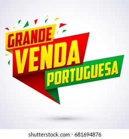 Grande venda Portuguesa - Portuguese big sale portuguese text, vector modern colorful banner