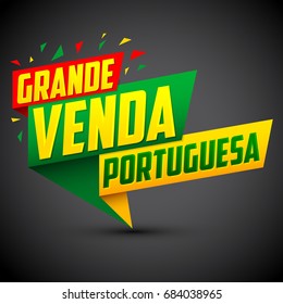 Grande venda Portuguesa - Portuguese big sale portuguese text, vector modern colorful banner