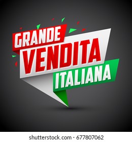 Grande vendita italiana - Italian big sale text, vector modern colorful banner