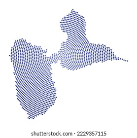 Mapa de puntos de Grande Terre. Forma de estilo digital de Grande-Terre. Icono tecnológico de la isla con puntos degradados. Ilustración vectorial atractiva.