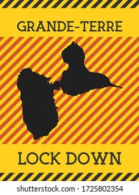 Señal de bloqueo de Grande-Terre. Icono de peligro de pandemia de las islas amarillas. Ilustración vectorial.
