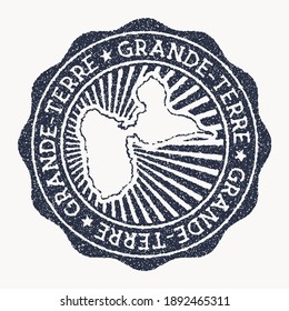 Grande-Terre stamp. Travel rubber stamp with the name and map of island, vector illustration. Can be used as insignia, logotype, label, sticker or badge of the Grande-Terre.