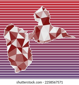 Ilustración vectorial de Grande Terre. Diseño Grande-Terre sobre fondo de rayas degradadas. Tecnología, internet, red, concepto de telecomunicaciones. Ilustración vectorial atractiva.