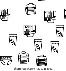 Grandfather Accessory Vector Seamless Pattern Thin Line Illustration