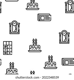 Grandfather Accessory Vector Seamless Pattern Thin Line Illustration