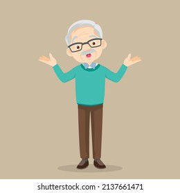 grandfather acting confused expression.old man pensioner shrug shoulders confused questioned no answer isolated
