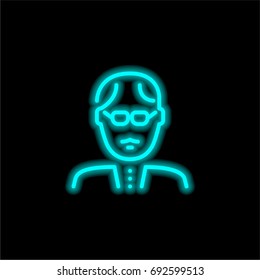 Grandfather blue glowing neon ui ux icon. Glowing sign logo vector
