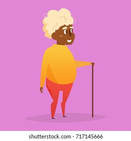 Grandfather with a cane. Vector. Cartoon. Isolated art on white background. Flat.