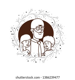 grandfather with children and wreath avatar character