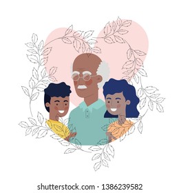 grandfather with children and wreath avatar character