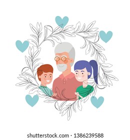 grandfather with children and wreath avatar character
